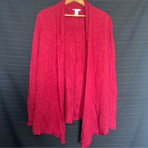 White & Warren Womens 100% Cashmere Open Front Cardigan Medium Burgundy Red